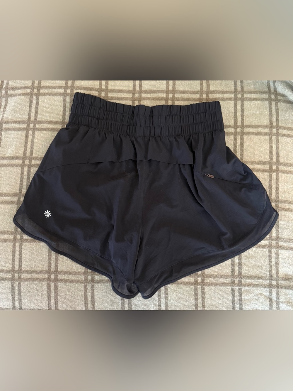 Athleta Black HIGH RISE MESH RACER RUN 3" SHORT - XS - Picture 2 of 3
